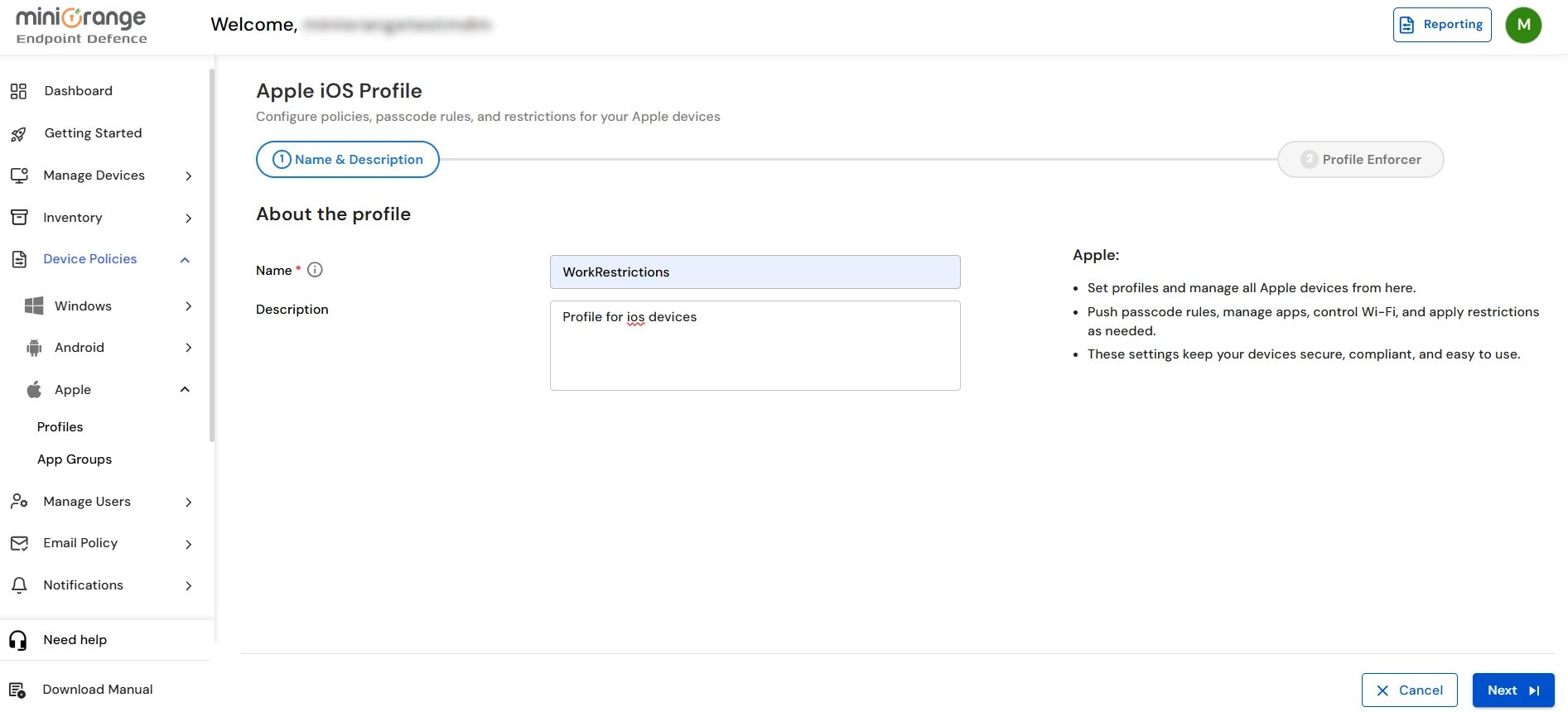 MDM Profile Settings for Device Restrictions