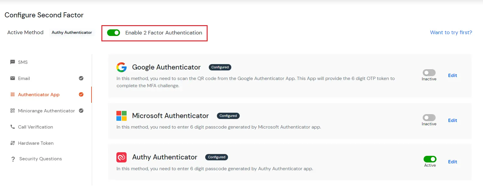 2FA Configuration Done