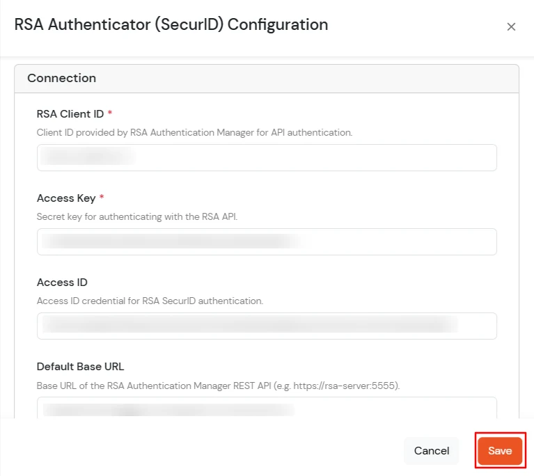 Fill RSA Authentication Details