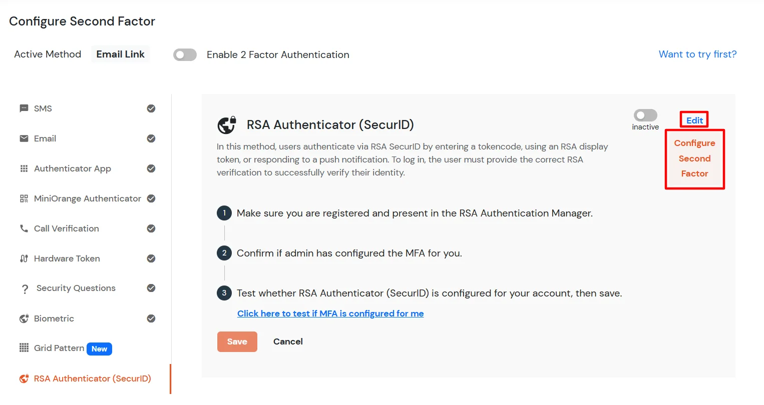 Select RSA Authentication