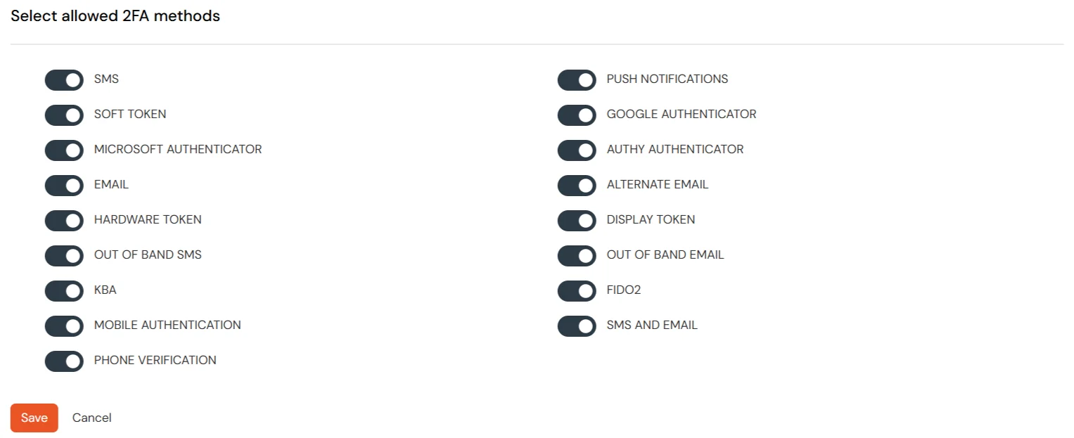 2fa methods shown to end users