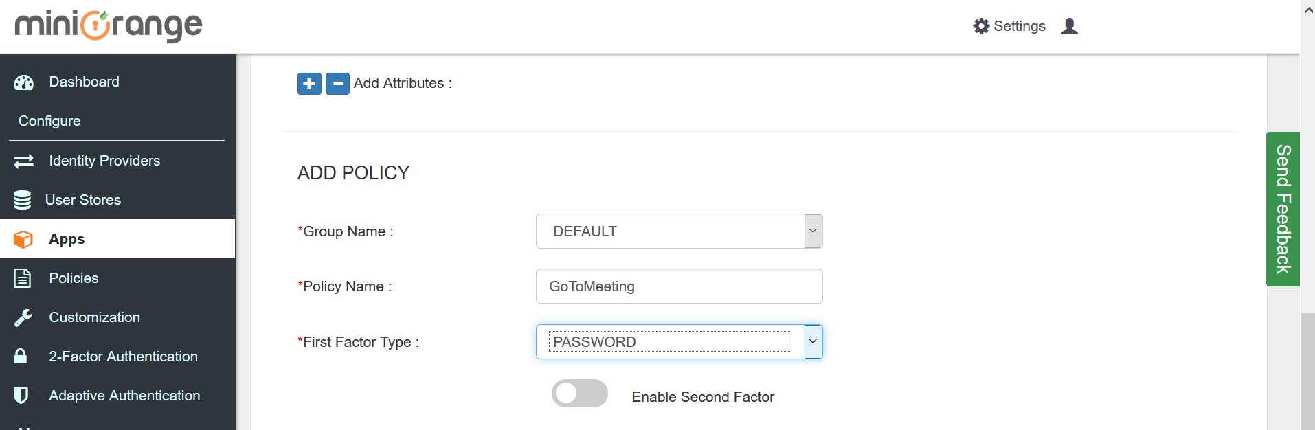 GoToMeeting Single Sign On (sso) add policy