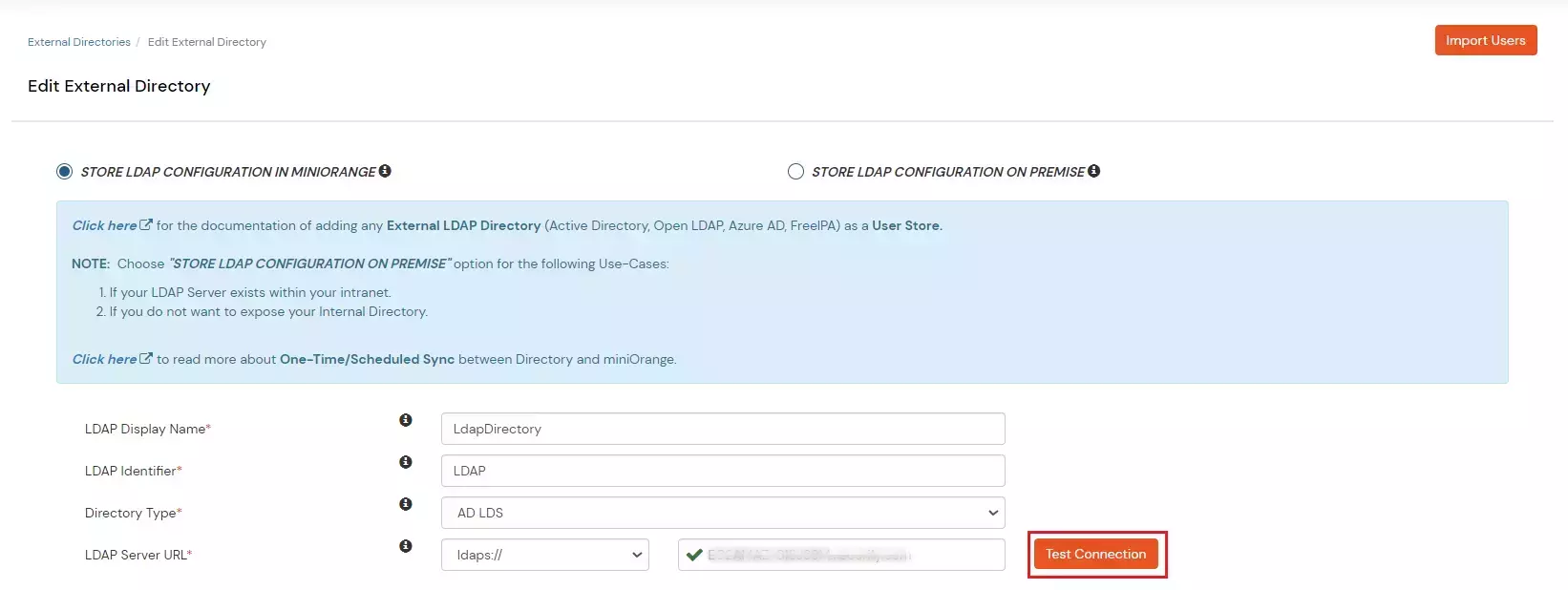 Configure LDAP server URL Connection