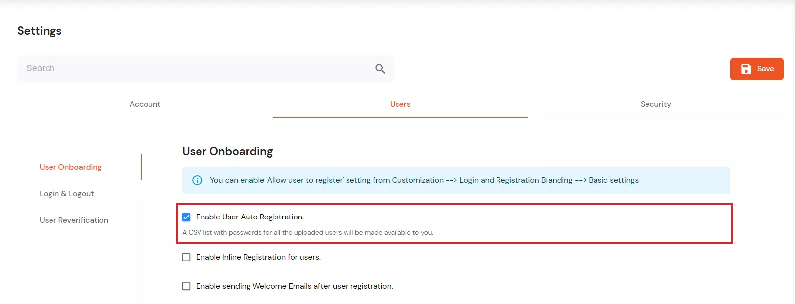 Enable User Auto Registration