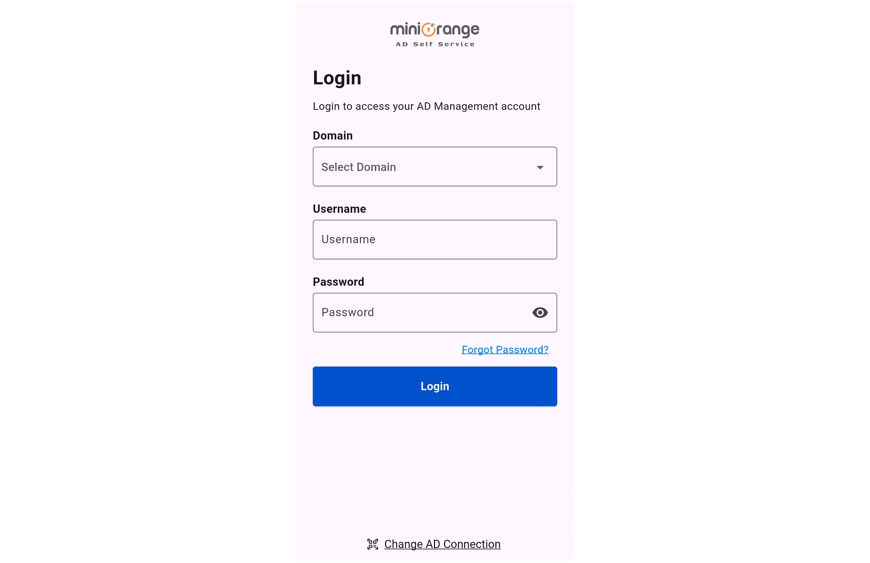 Login to the AD Self-Service App