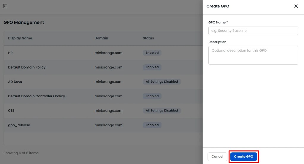 Enter GPO name and description | GPO Management