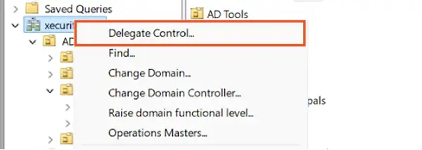 steps to delegate control at domain level
