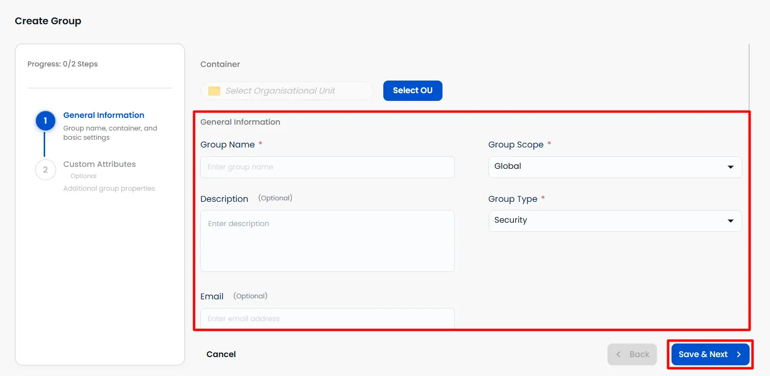 Enter Group Information | Group Management