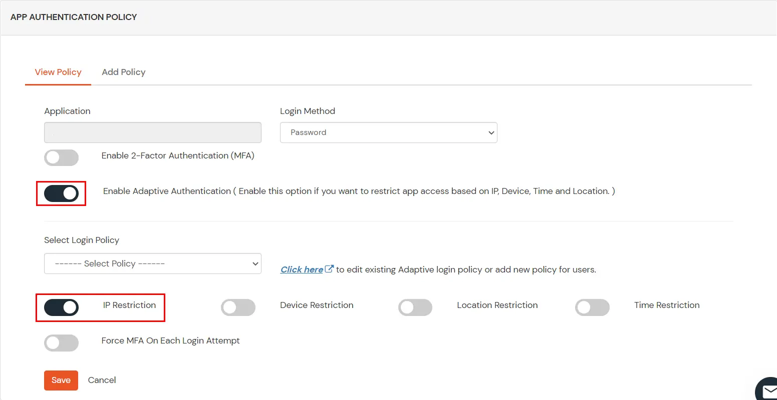 Zoho IP Restriction: Restrict Access save device restriction policy