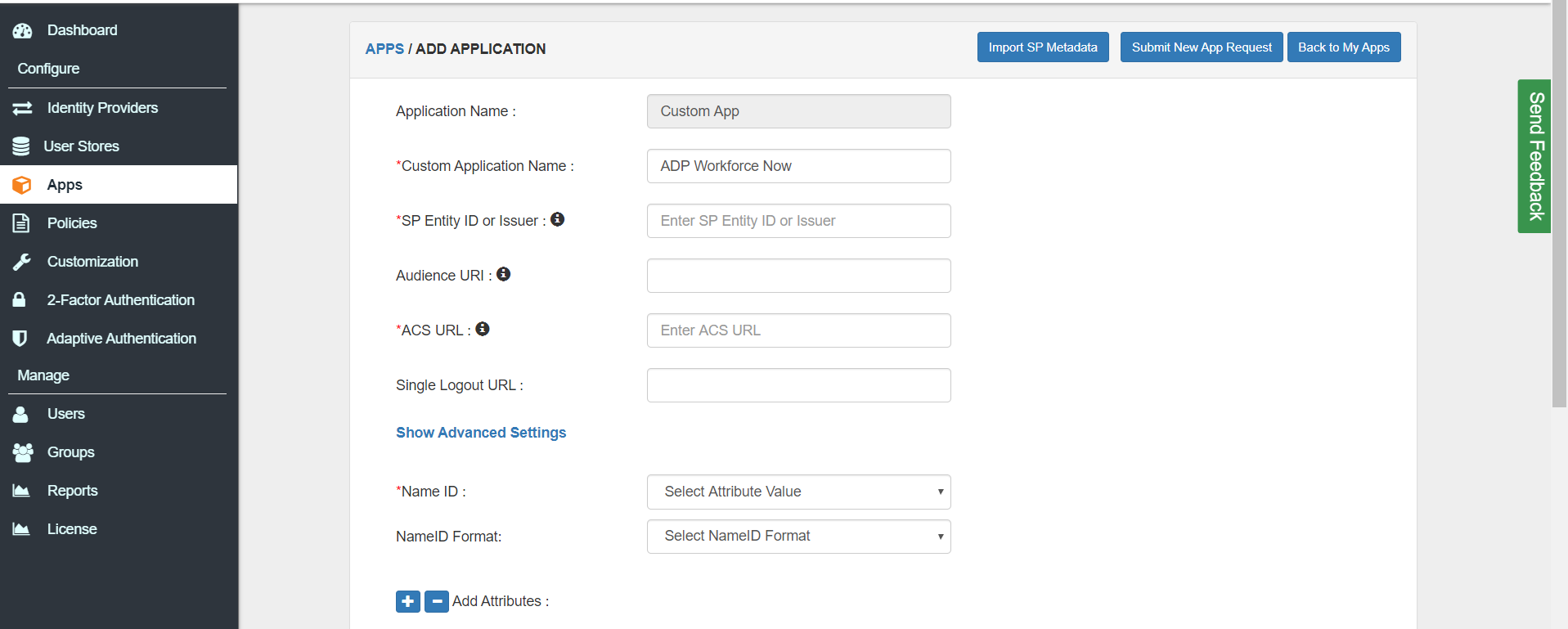 ADP Workforce Now Single Sign-On (SSO) configuration