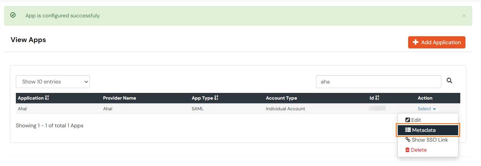 Go to Metadata link Centrify SAML SSO