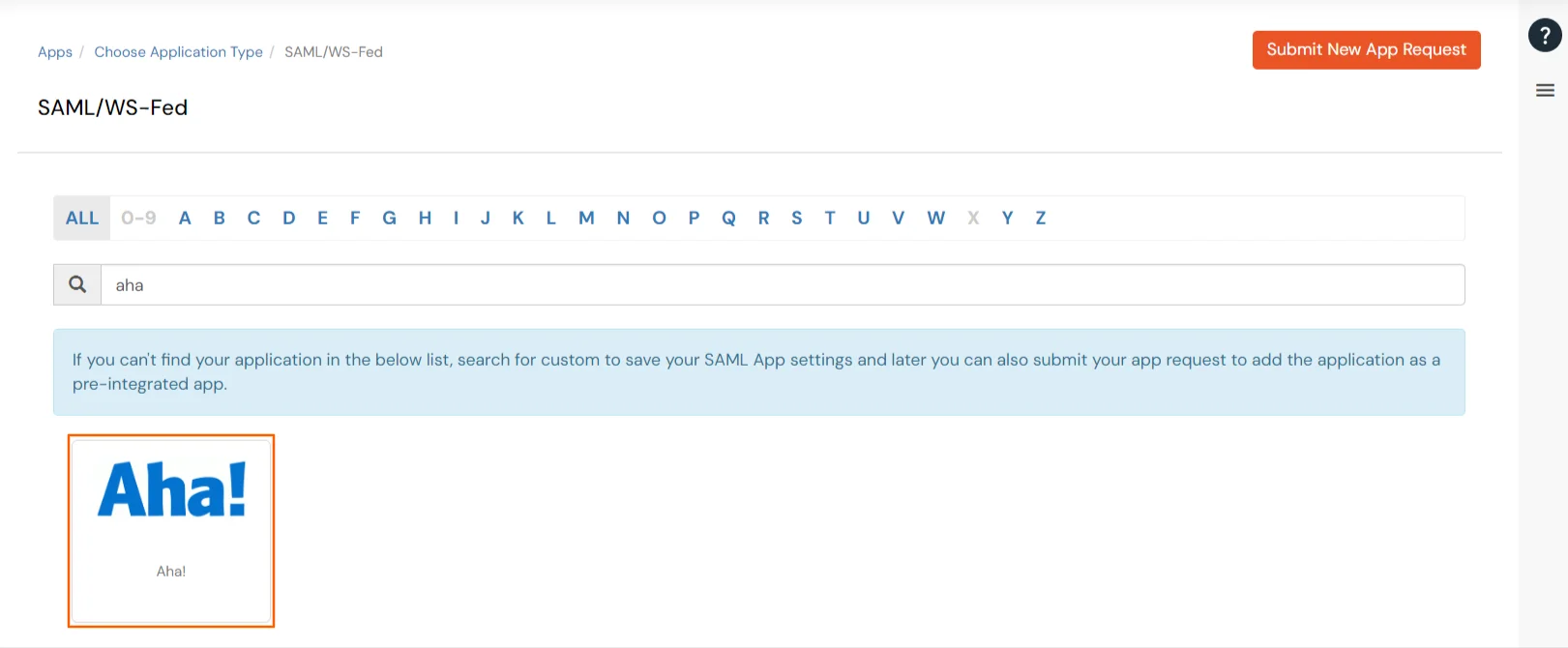 Aha! Single Sign-On (SSO) manage apps
