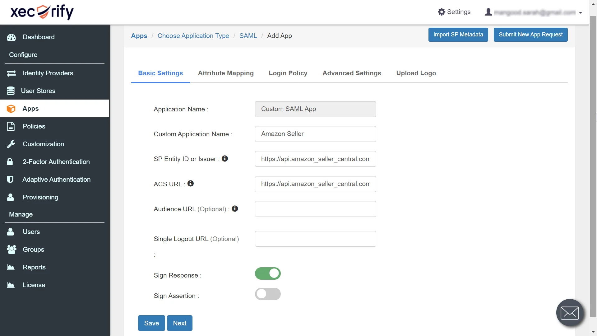 Amazon seller Central Single Sign On (sso) Add IDP