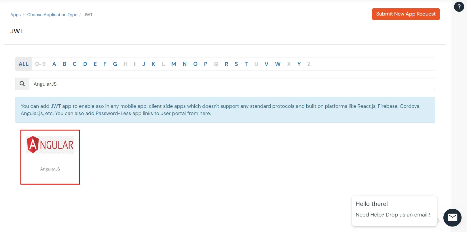 Configure JWT application: Search AngularJS JWT application