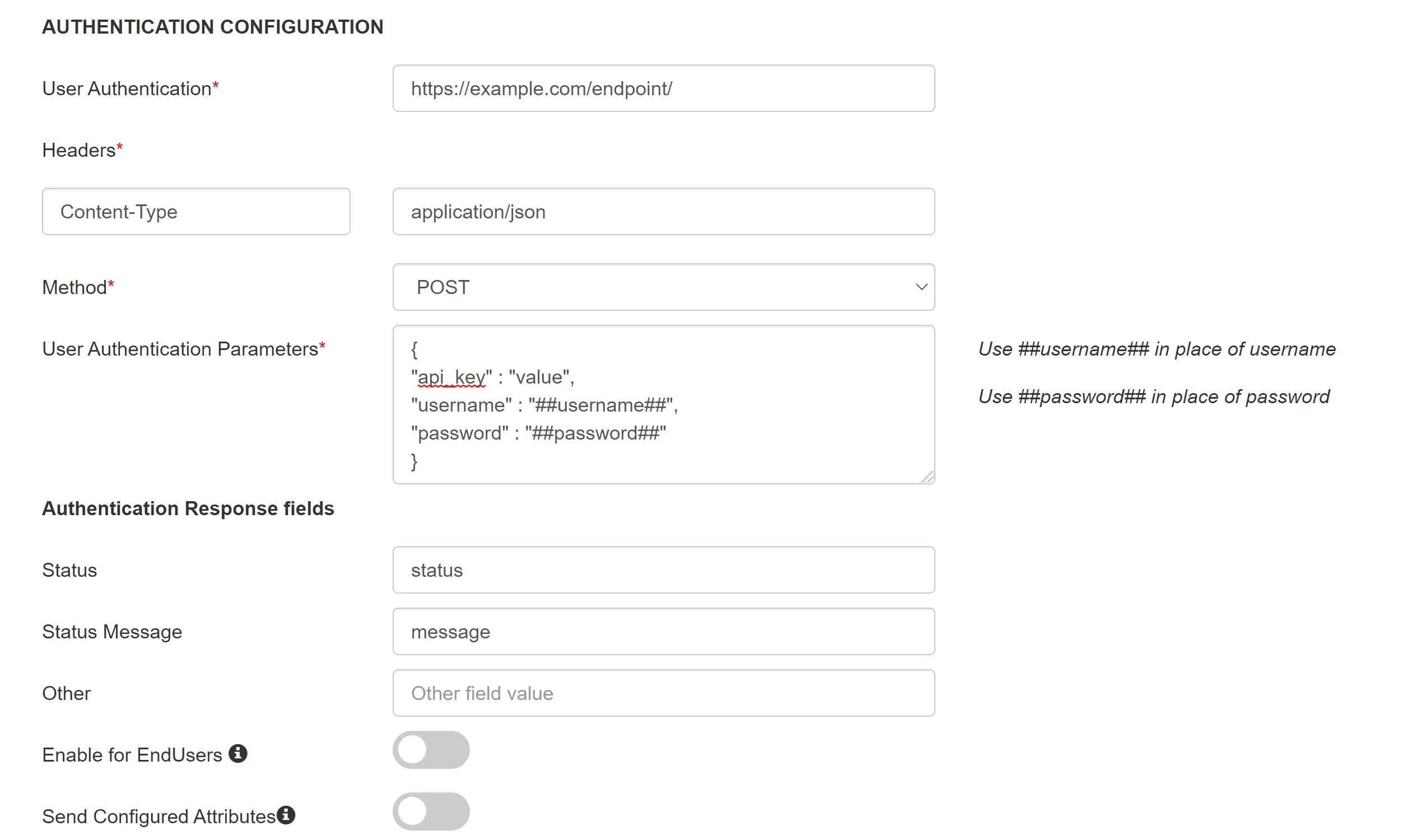 api authentication source user authentication parameters