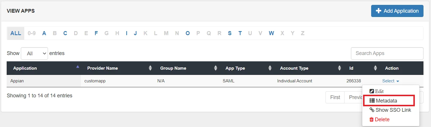 Appian Single Sign-On (sso) Select Metadata