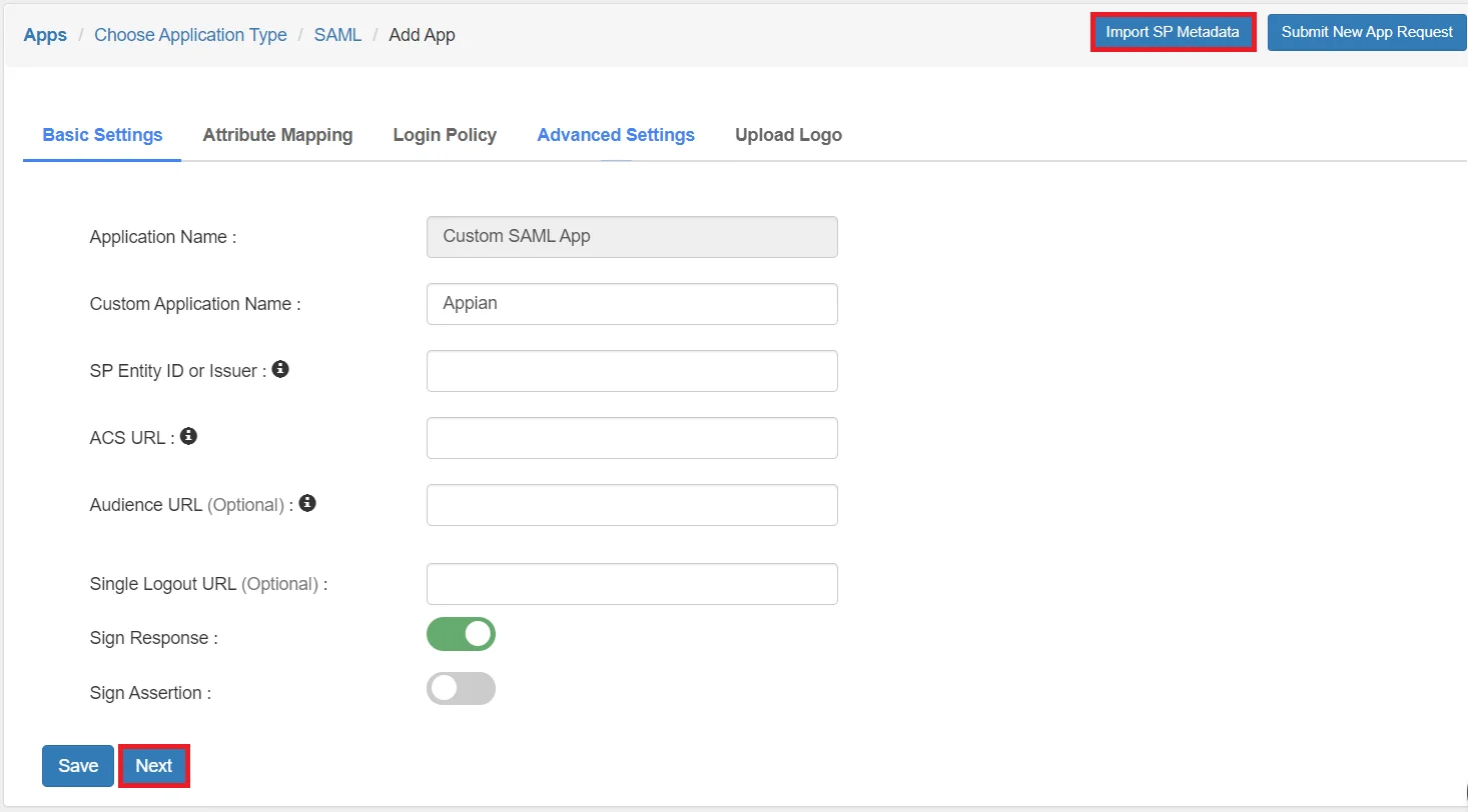 Appian Single Sign-On (sso) saml