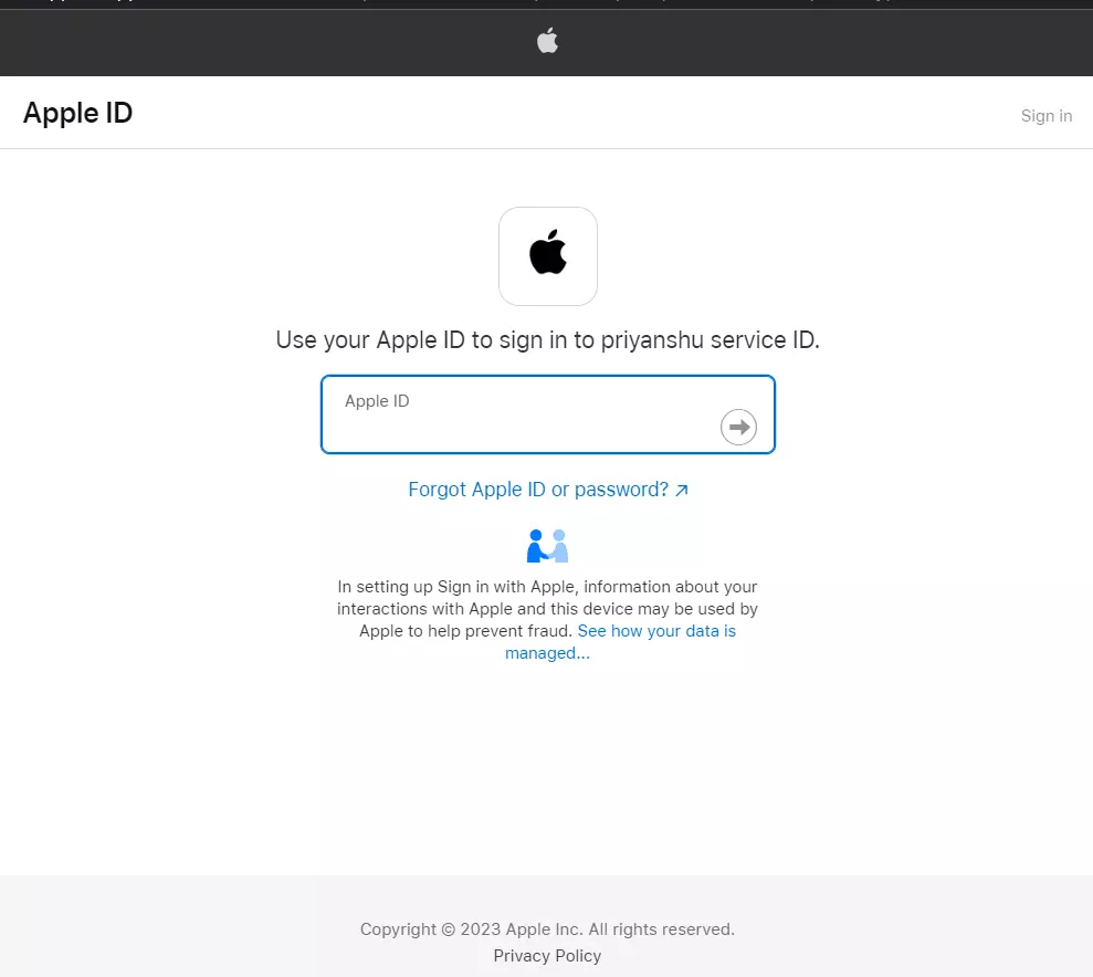 Apple Single Sign-On (SSO) add app
