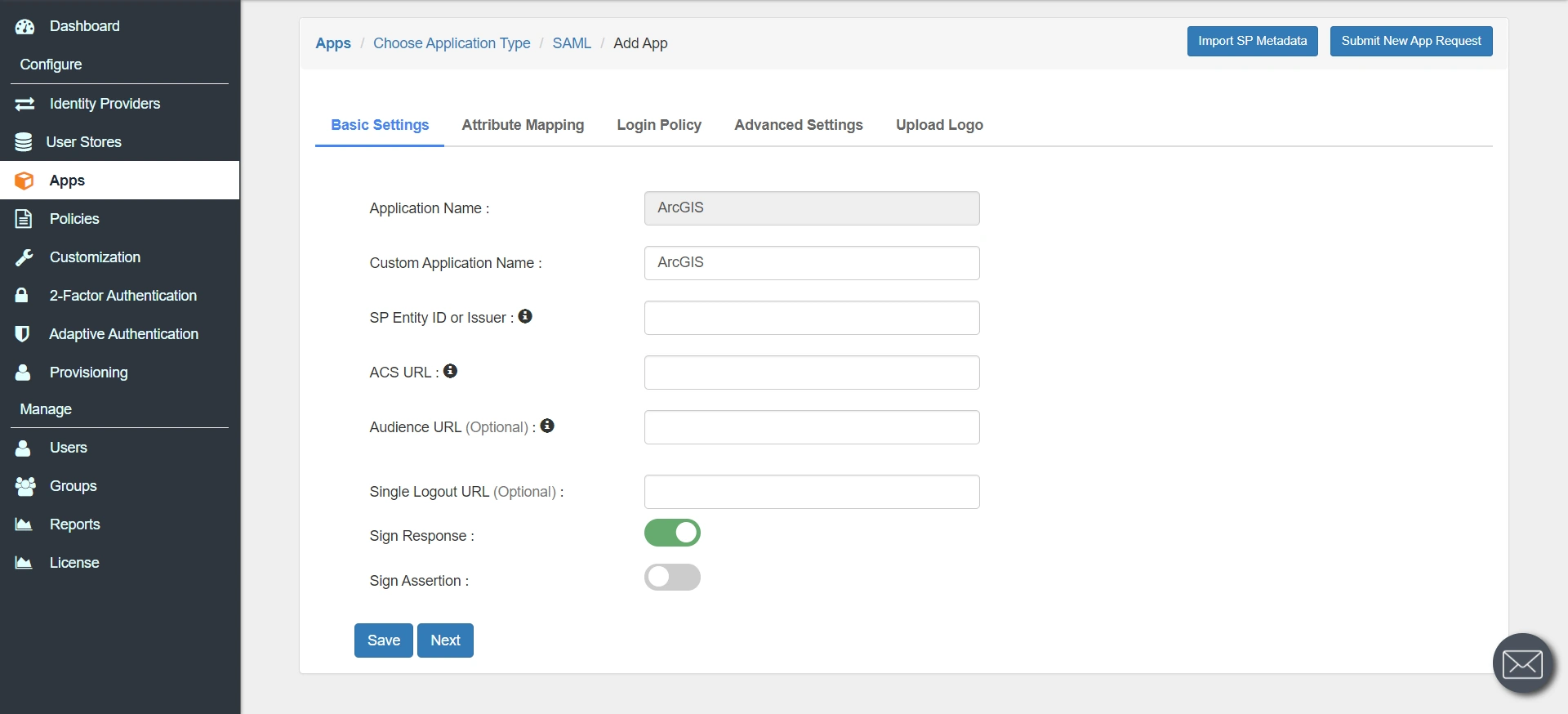 Configure ArcGIS Single Sign-On (SSO) configure app