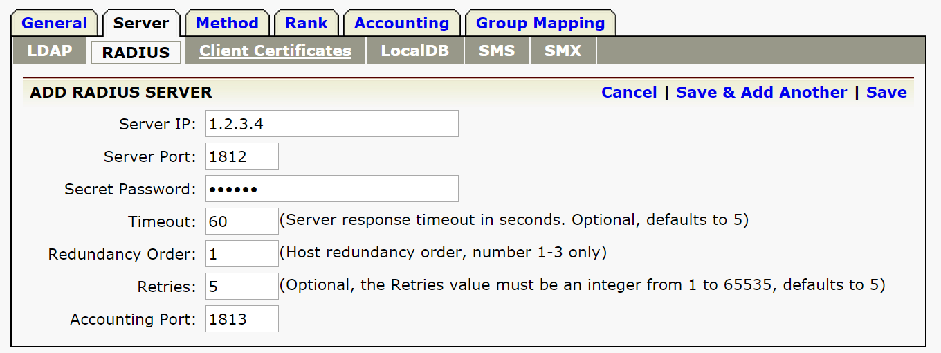 Two-Factor Authentication 2FA / MFA for Array AG SSL VPN add server