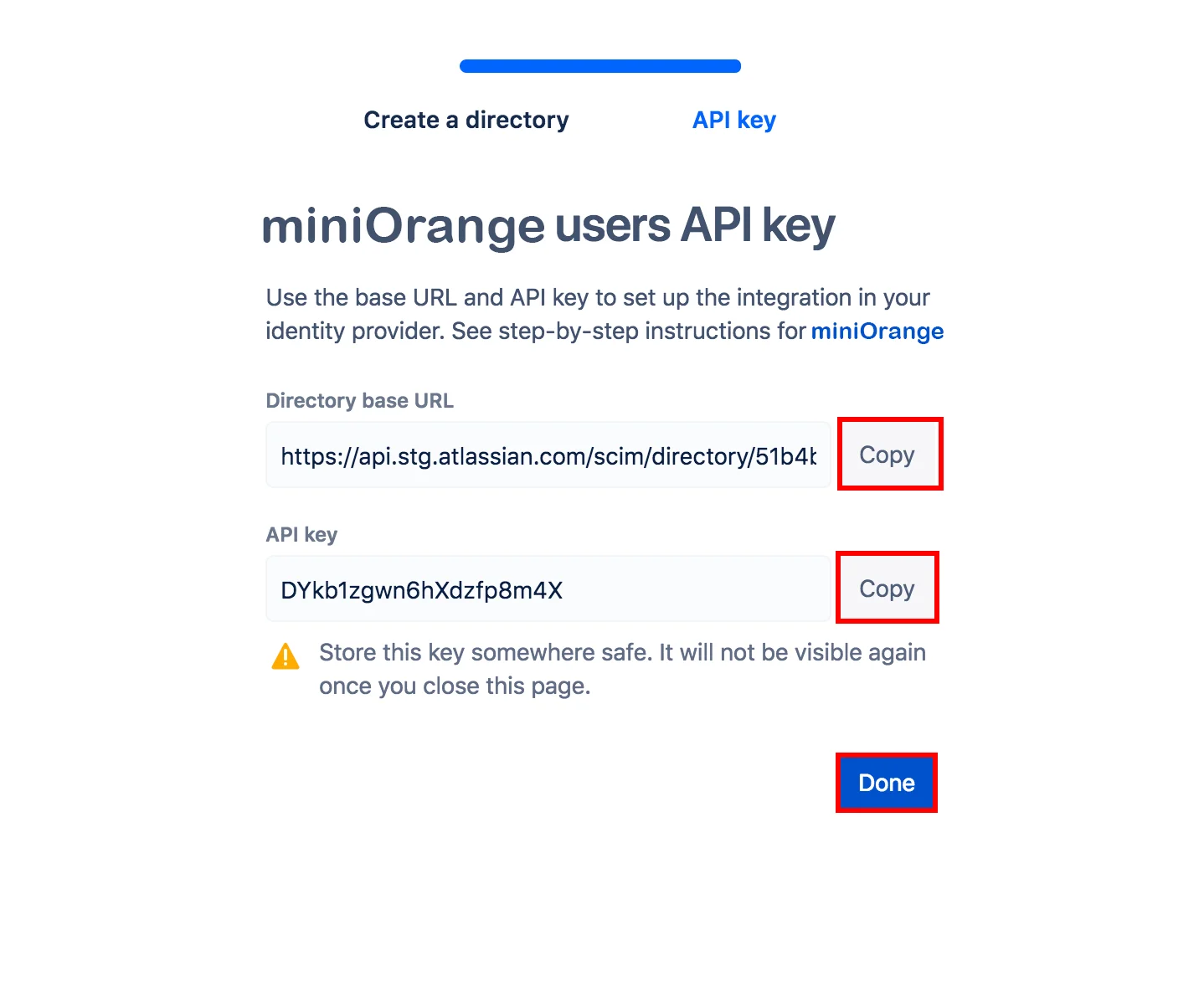 Atlassian Jira Cloud SCIM Provisioning : API Key.