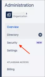 Configure Atlassian Bitbucket Cloud two-factor authentication (2FA): select your organization 