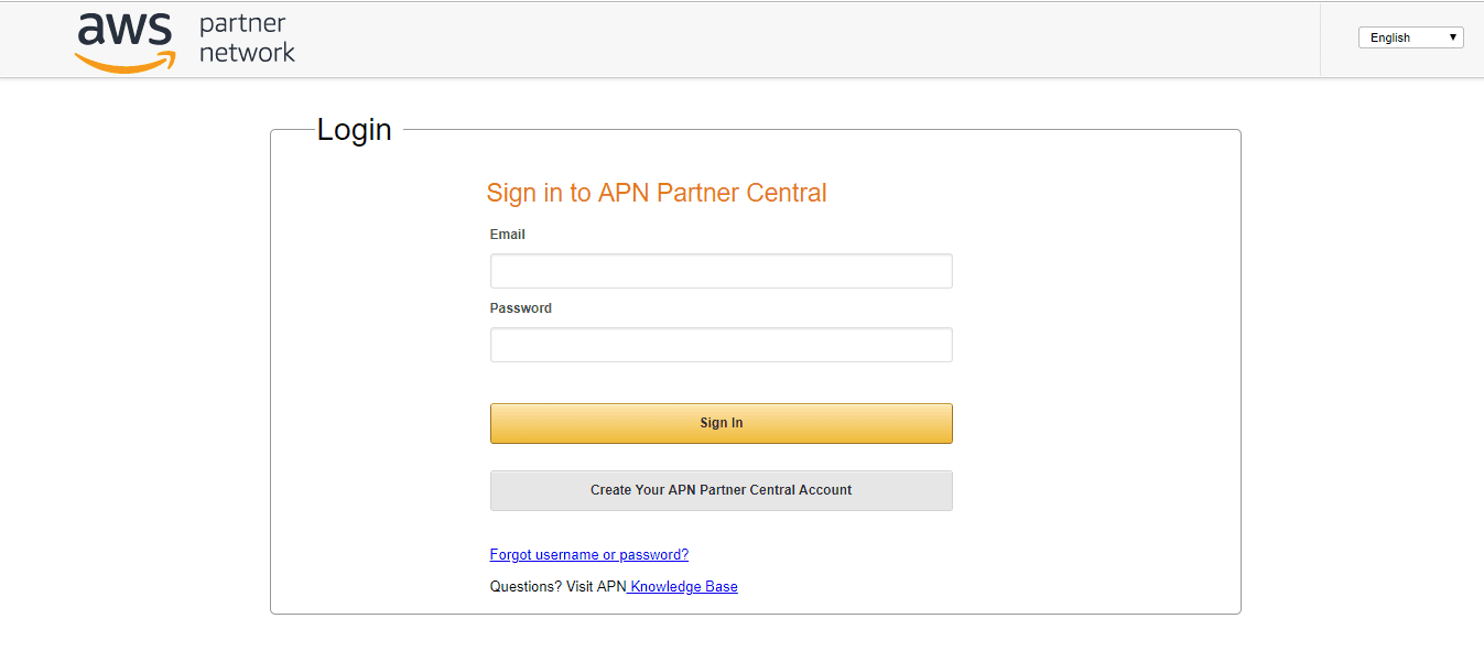 AWS APN  Single Sign-On (sso) user login page 