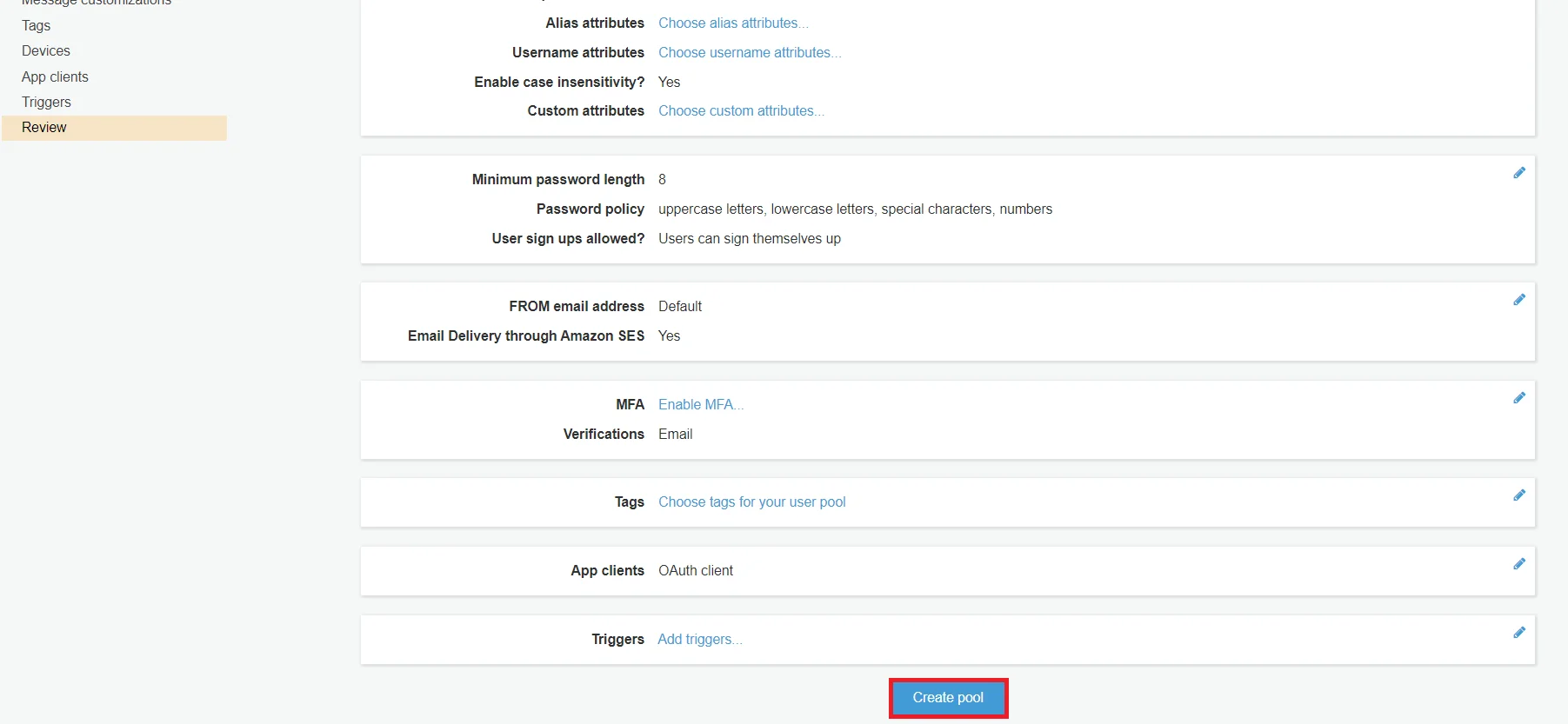 OAuth/OpenID/OIDC Single Sign On - Save AWS Cognito Pool