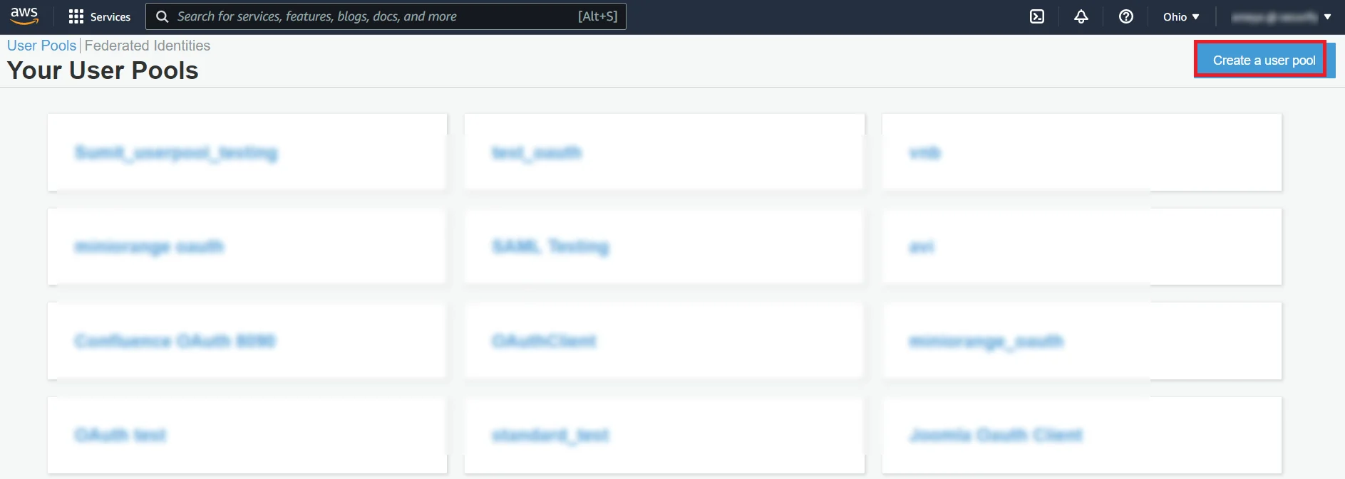 OAuth/OpenID/OIDC Single Sign On (SSO) - Create New AWS Cognito Pool