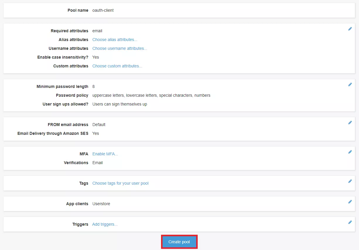 OAuth/OpenID/OIDC Single Sign On (SSO), AWS cognito SSO Login Create a AWS user pool