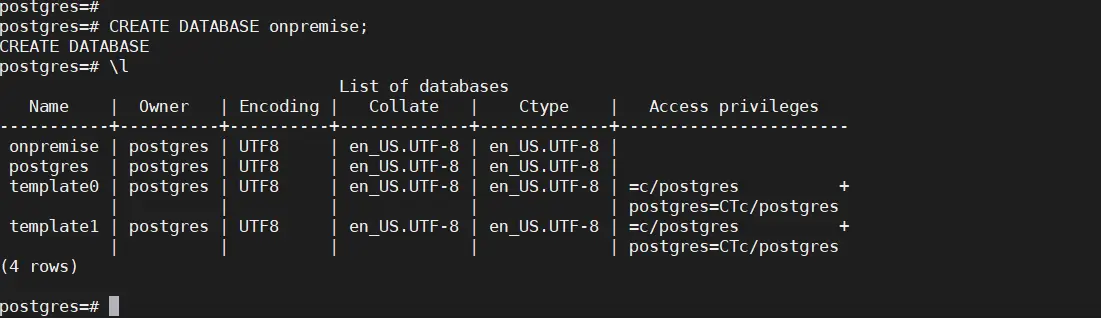 miniorange onpremise AWS create database