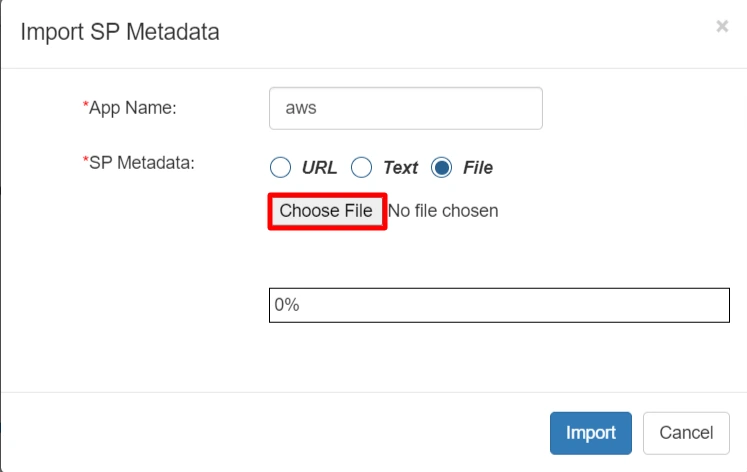 Amazon Web Services SSO (AWS) Upload metadata file
