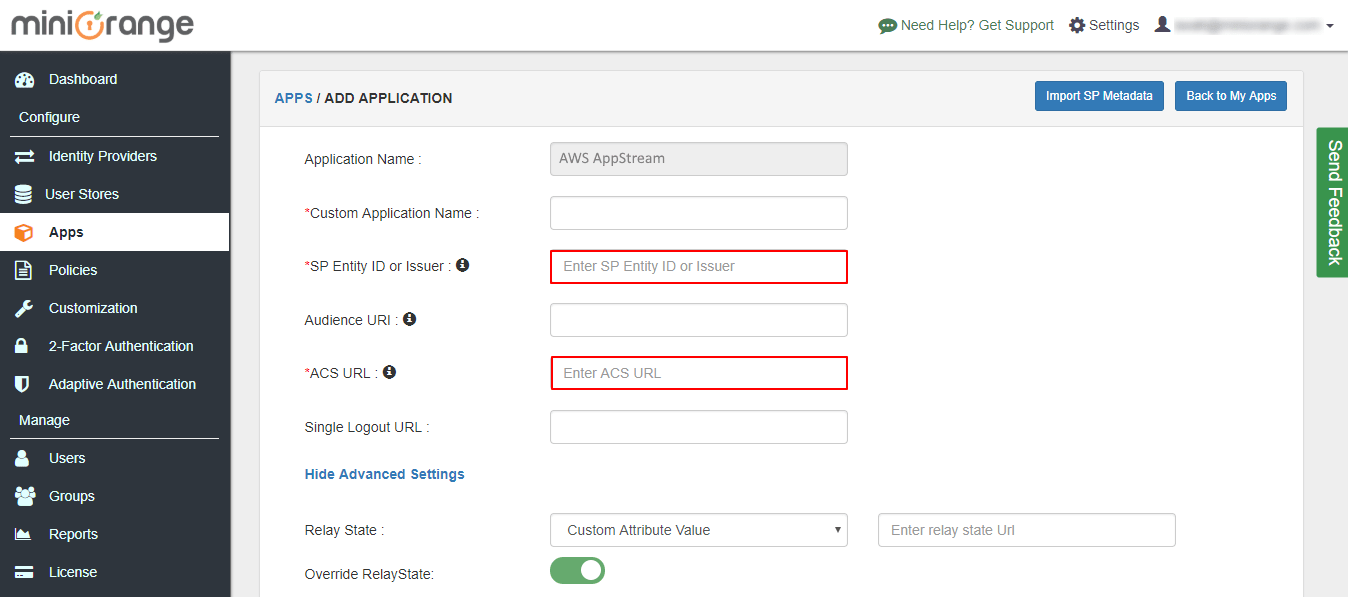 aws appstream sso configuration