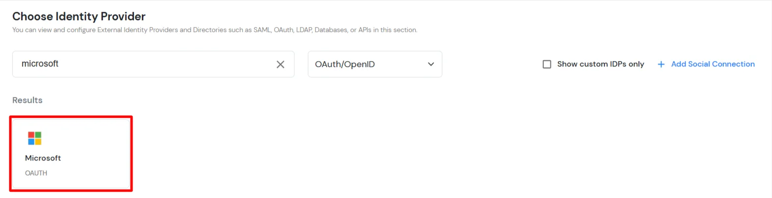 Azure AD as IDP: Search Microsoft