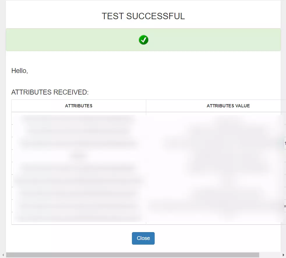 Configuring SSO with Azure IDP test connection successful