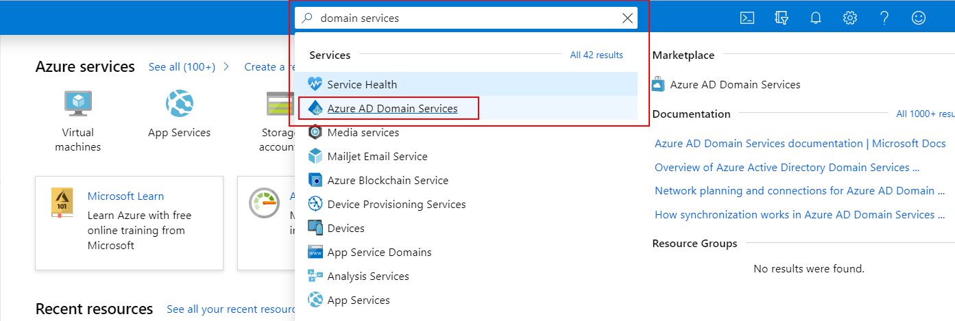 Azure AD Domain Services Search