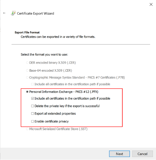 Windows Personal Information Exchange