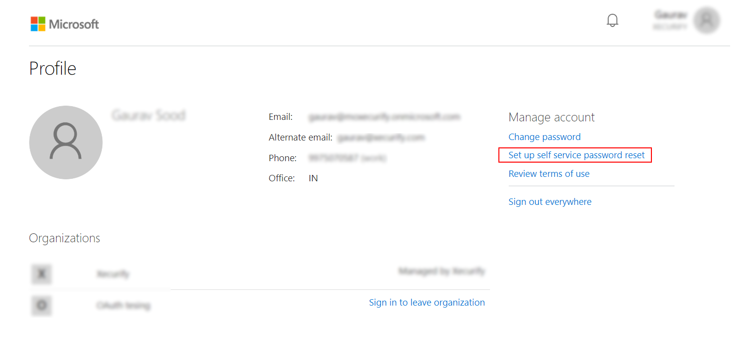 Azure AD DS Self Service Password Reset