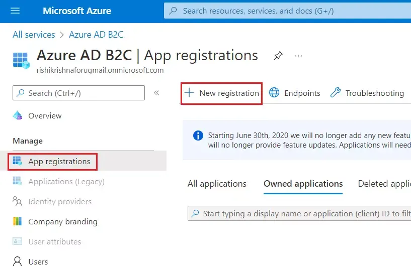 Azure b2c sso Login : azure-b2c-add-application