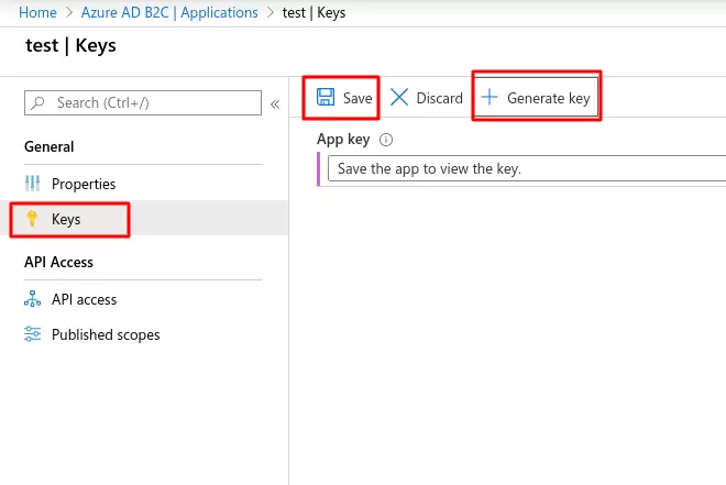 Azure b2c as IDP : azure-b2c-geneate-key