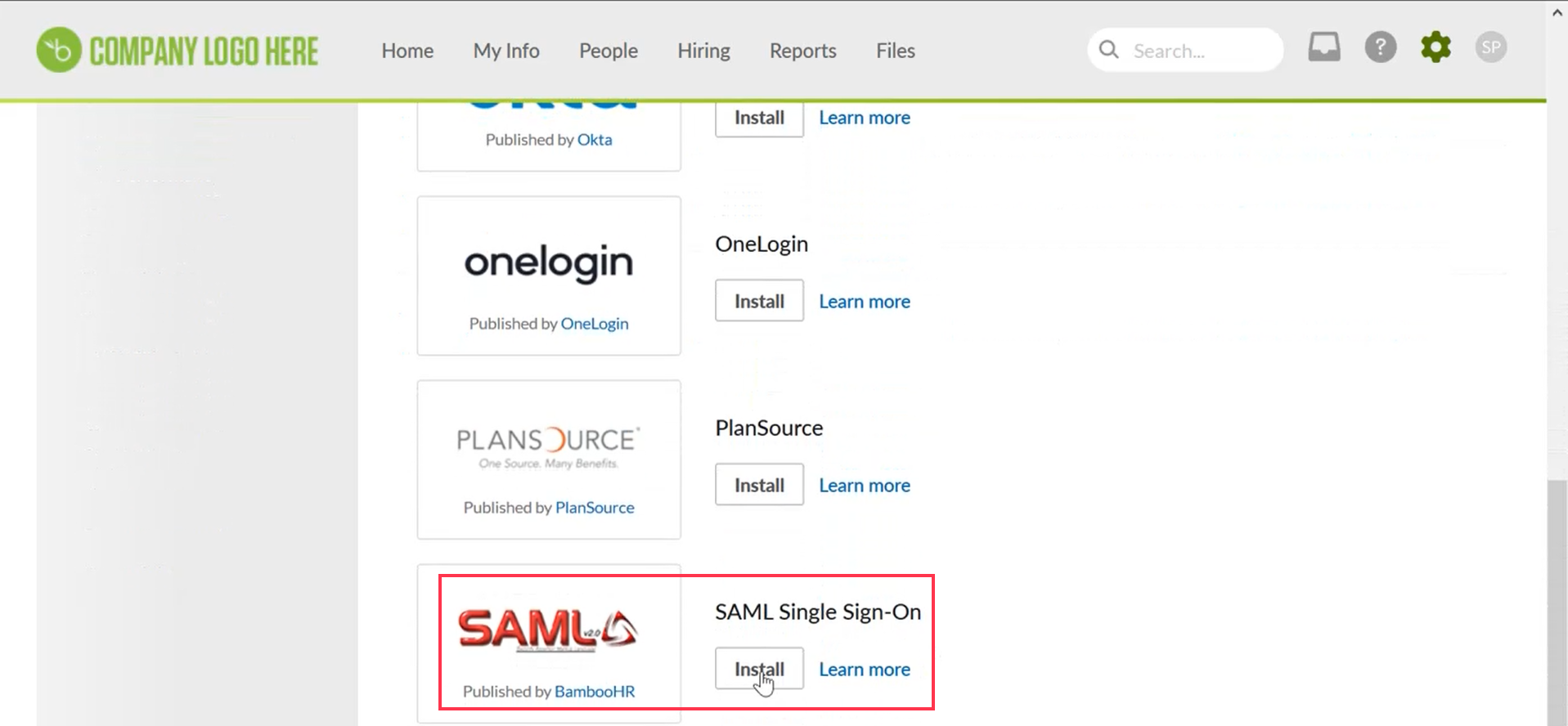 BambooHR Single Sign On (sso) SAML app configuration