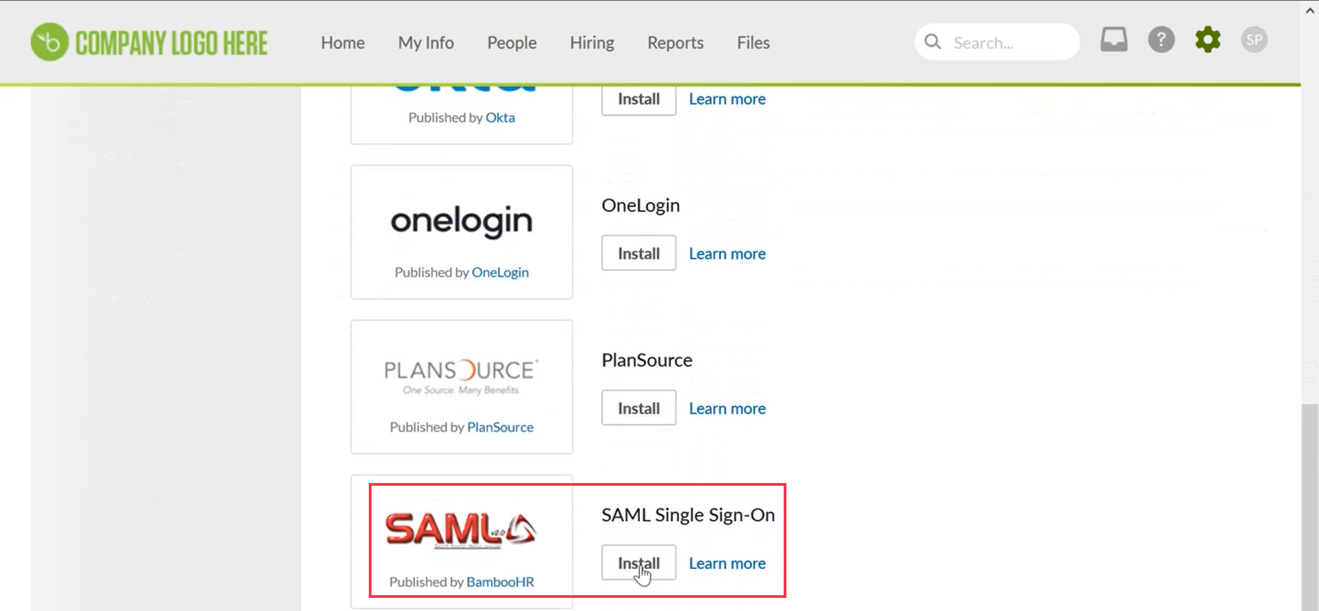 BambooHR two-factor authentication (2FA) : SAML app configuration