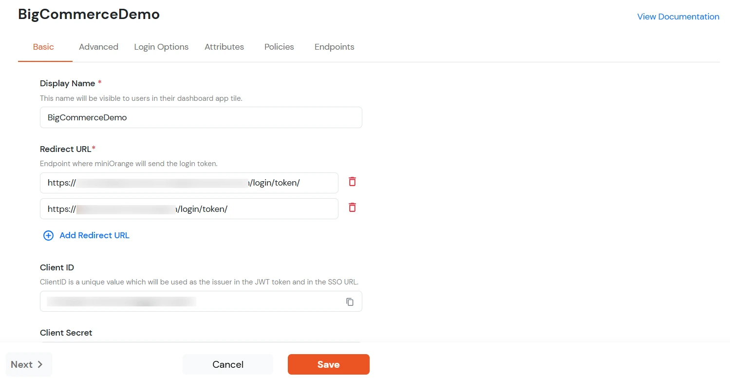 BigCommerce Single Sign-On (SSO): Redirect url