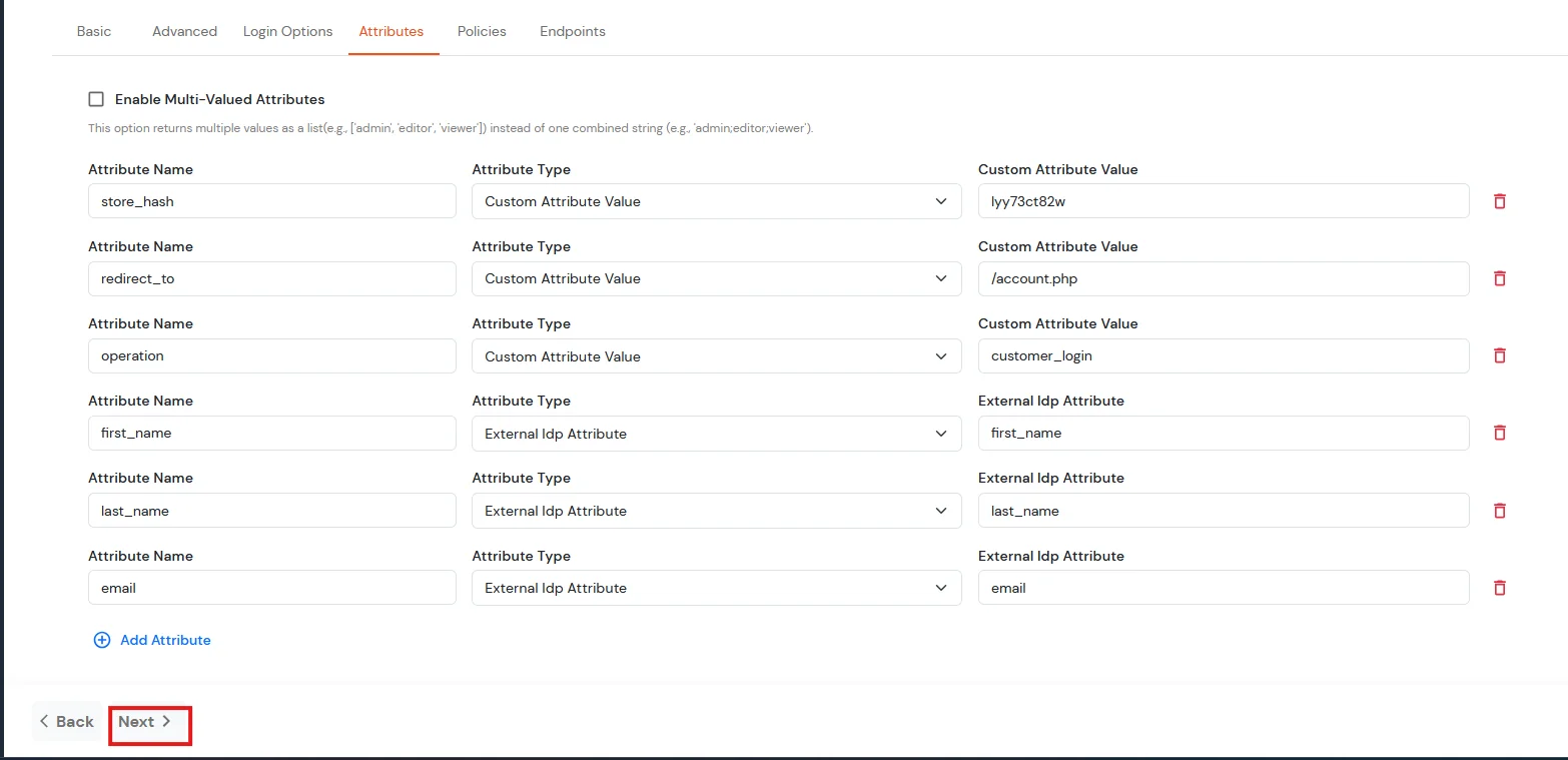 BigCommerce Single Sign-On (SSO) Map custom attributes