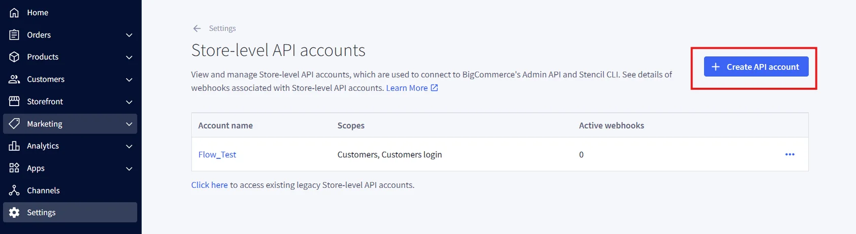 BigCommerce Social Login SSO: Create API account