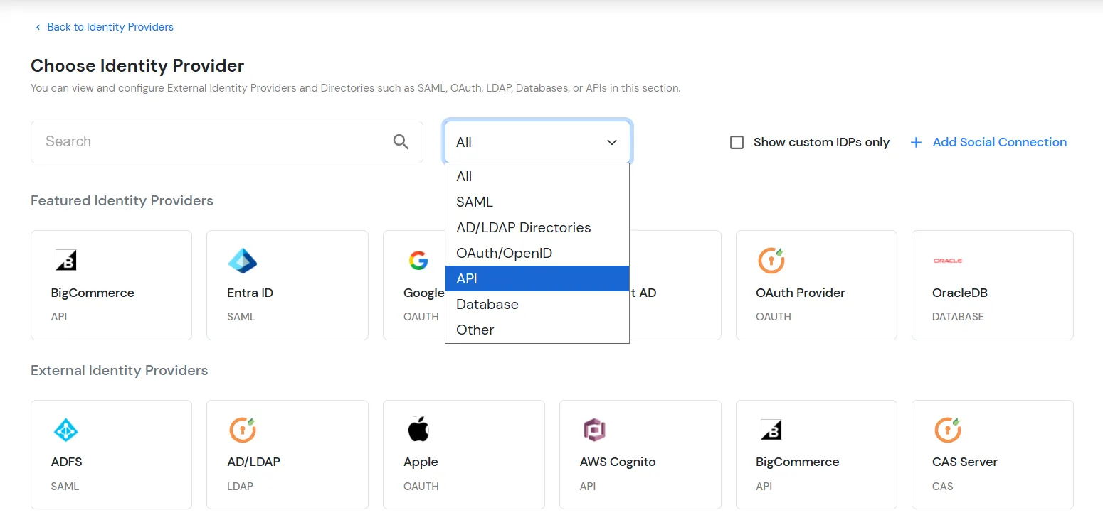 BigCommerce IDP - select API