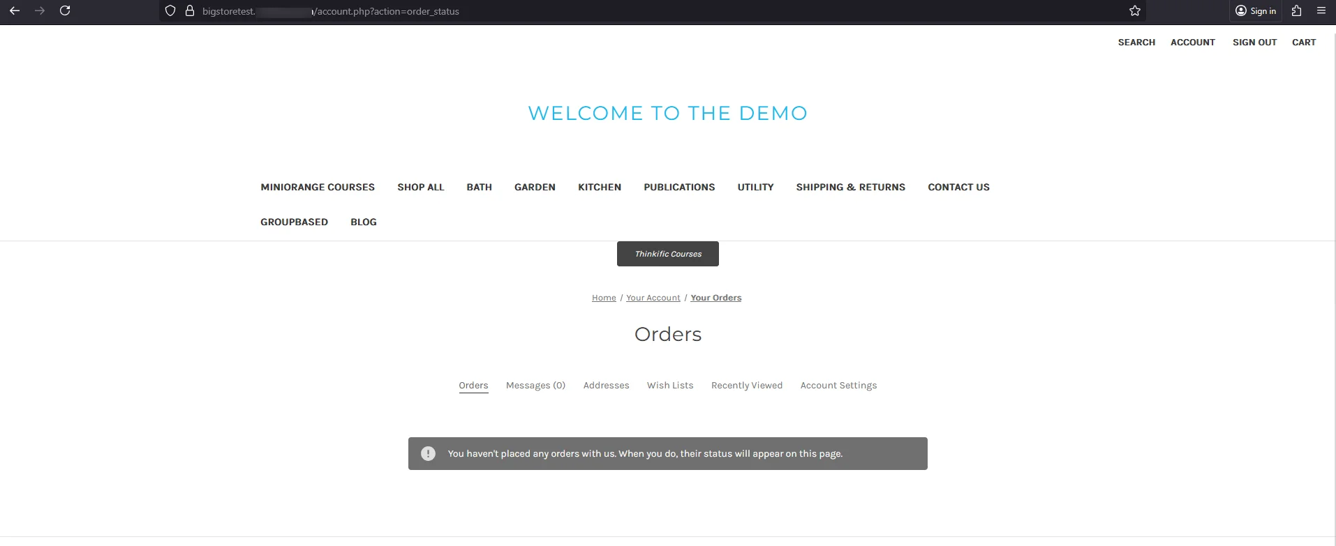 BigCommerce successful login
