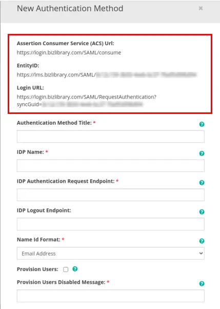 Configure BizLibrary Single Sign-On (SSO): SSO configuration