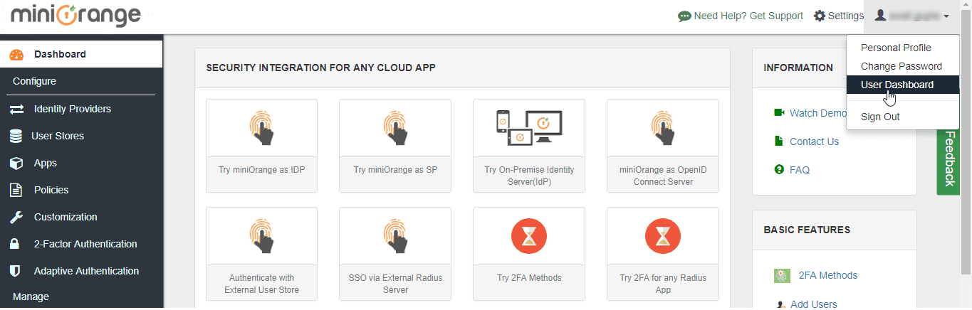 backboard single sign on user dashboard