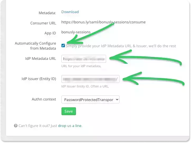 bonusly single sign-on (sso) provide metadata url
